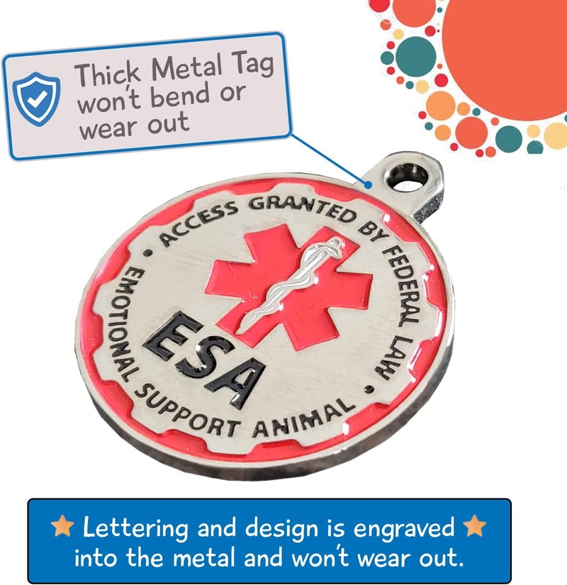 Pelto ESA Dog Vest + ID Tag + 50 ADA Information Cards - Emotional Support Dog Harness in Sizes X Small to XX-Large Metal Dog Tag Durable Clip Service Dog Information Cards - Image 5